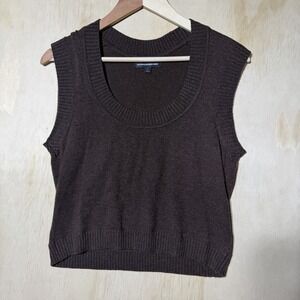 Express Design Studio Brown Sweater Vest Womens Large Wool Blend Knit Y2K Preppy
